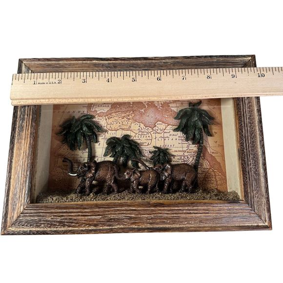 Elephants in 3D Shadow Box Wood Frame - Picture 6 of 8
